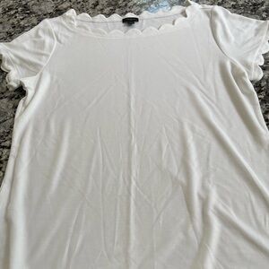 Ann Taylor Scalloped White Top